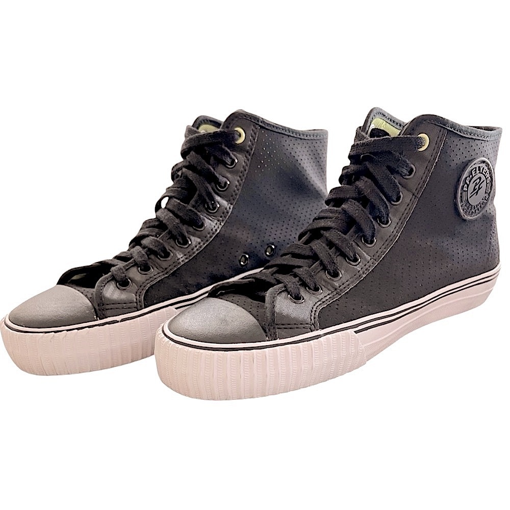 P.F. FLYERS - BLACK WHITE LIME GREEN “CENTER HI 1993” SNEAKERS - Picture 6 of 9